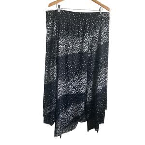 Chicos Women Maxi Skirt XL Abstract‎ Dot Handkerchief Hem Boho Whimsigoth Witchy